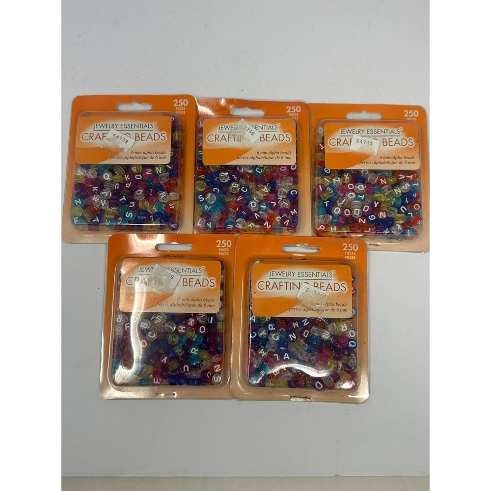 NEW! Lot of 5 Jewelry Essentials Crafting Beads Multi Color Letters 1250 Beads